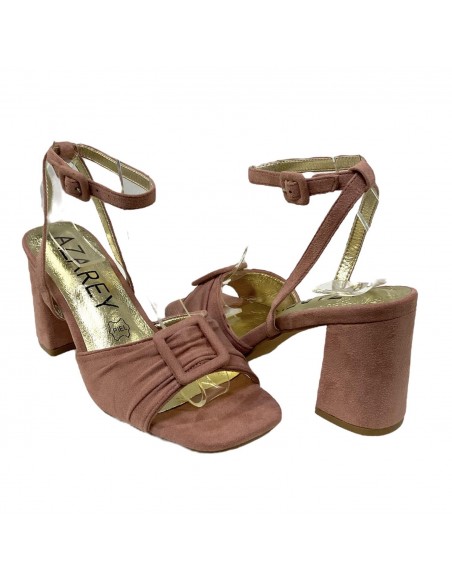 SANDALIA TACON PALA FRUNCIDA ROSA