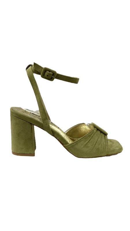 SANDALIA TACON PALA FRUNCIDA VERDE