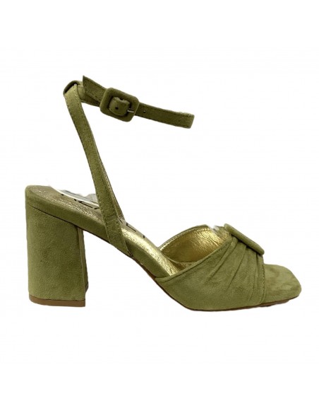 SANDALIA TACON PALA FRUNCIDA VERDE