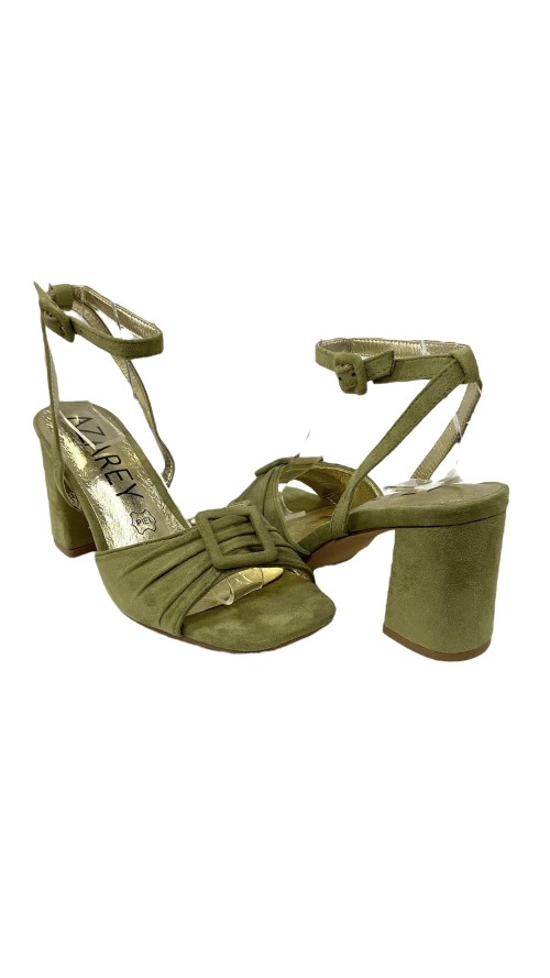 SANDALIA TACON PALA FRUNCIDA VERDE SANDALIA TACON PALA FRUNCIDA VERDE