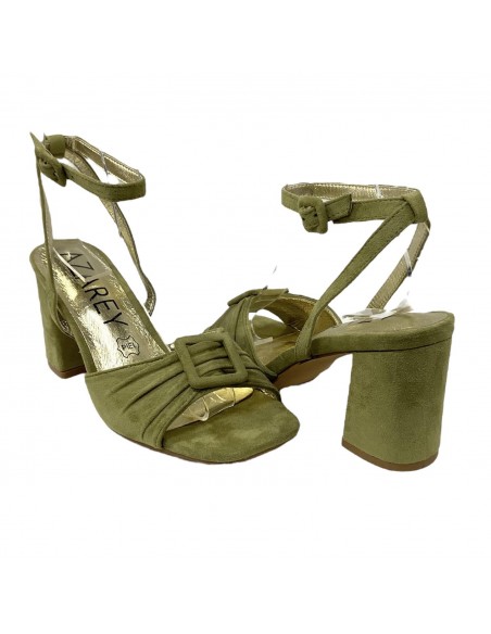 SANDALIA TACON PALA FRUNCIDA VERDE