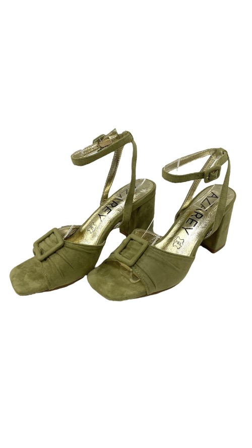 SANDALIA TACON PALA FRUNCIDA VERDE SANDALIA TACON PALA FRUNCIDA VERDE