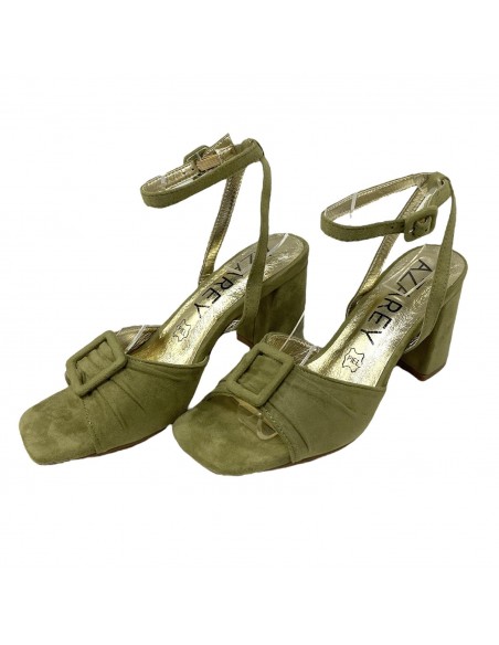 SANDALIA TACON PALA FRUNCIDA VERDE