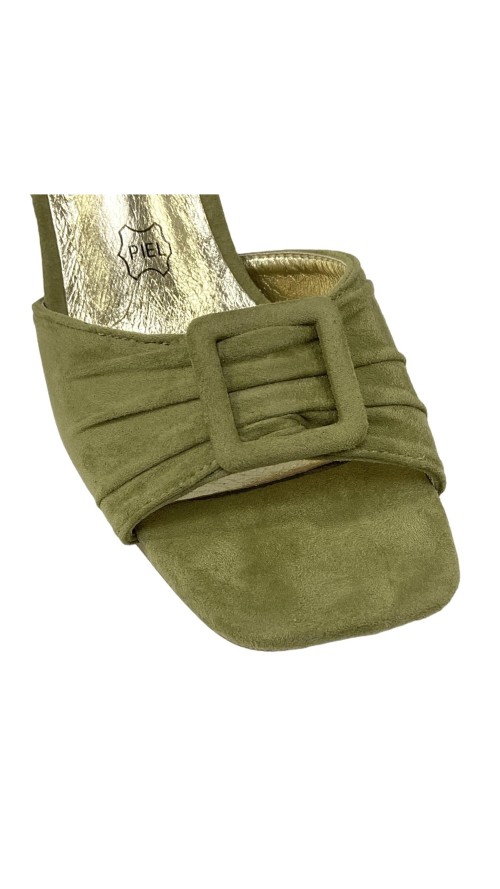 SANDALIA TACON PALA FRUNCIDA VERDE SANDALIA TACON PALA FRUNCIDA VERDE