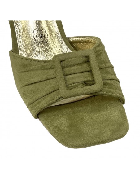 SANDALIA TACON PALA FRUNCIDA VERDE