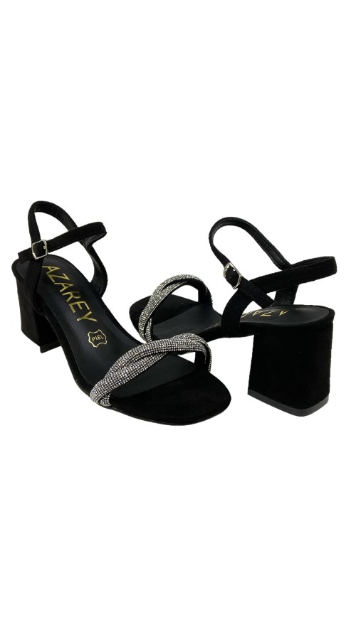 SANDALIA T-ANCHO STRASS NEGRO