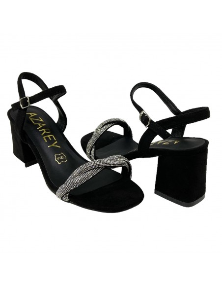 SANDALIA T-ANCHO STRASS NEGRO