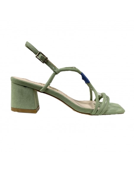 SANDALIA TACON TIRA EMPEINE VERDE