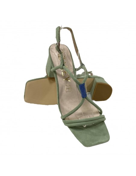 SANDALIA TACON TIRA EMPEINE VERDE