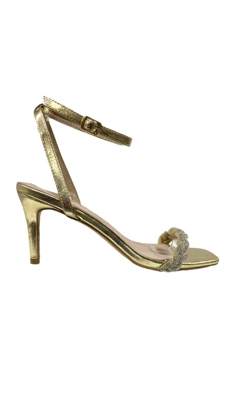 SANDALIA TRENZADA STRASS ORO