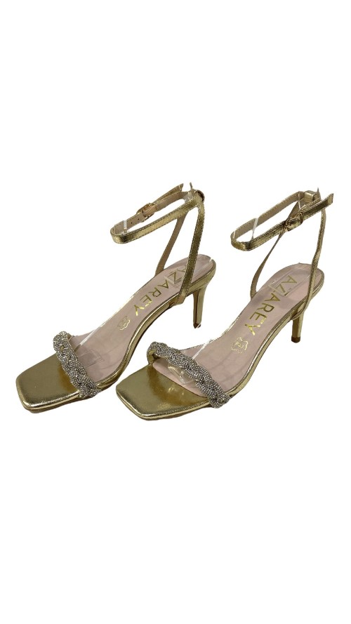 SANDALIA TRENZADA STRASS ORO