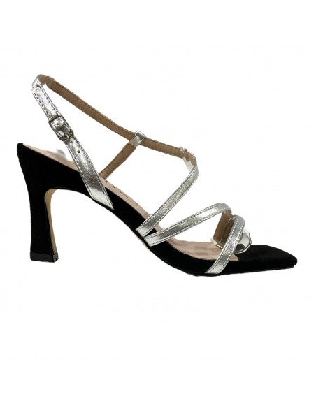 SANDALIA TIRAS BICOLOR NEGRO