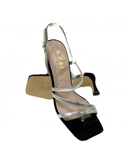 SANDALIA TIRAS BICOLOR NEGRO