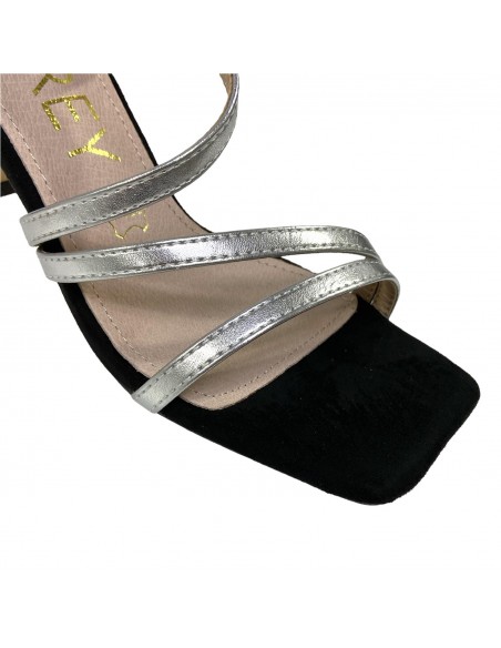 SANDALIA TIRAS BICOLOR NEGRO