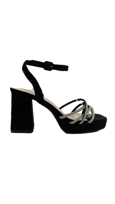 SANDALIA TACON ANCHO TIRAS CON NEGRO