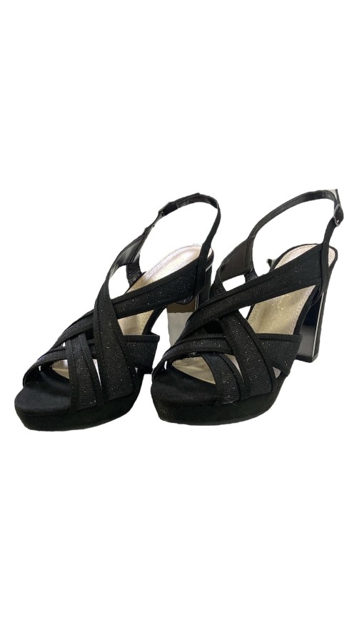 SANDALIA BRILLO CON SERRAJE NEGRO