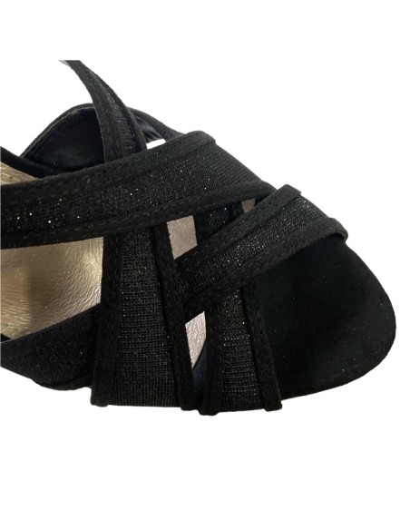 SANDALIA BRILLO CON SERRAJE NEGRO