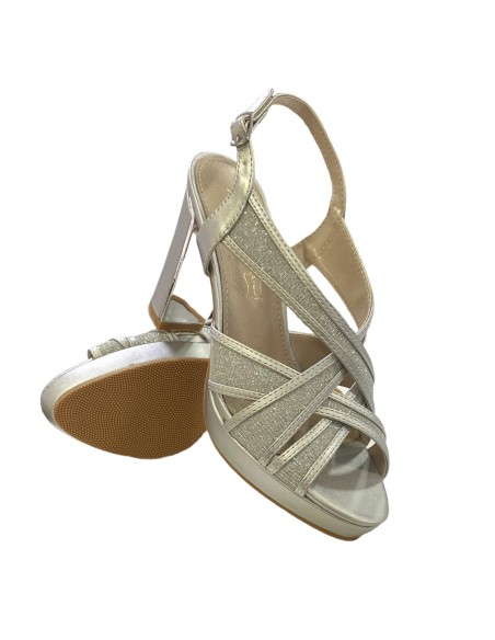 SANDALIA BRILLO CON SERRAJE PLATA