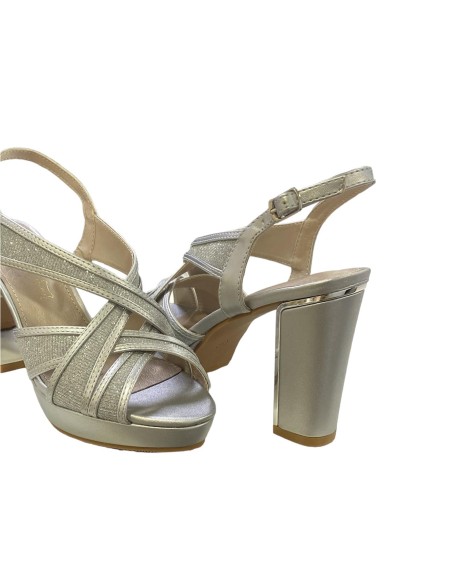 SANDALIA BRILLO CON SERRAJE PLATA