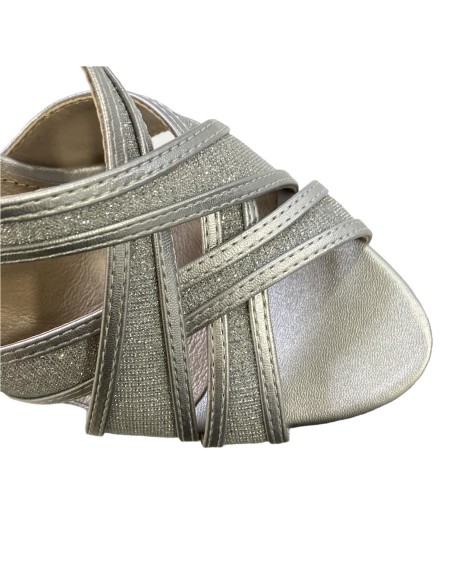 SANDALIA BRILLO CON SERRAJE PLATA