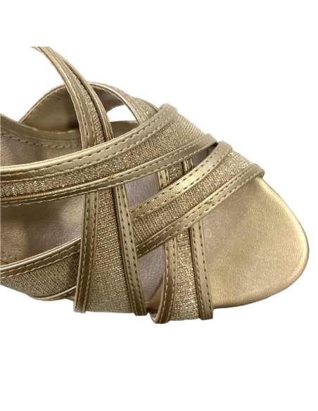 SANDALIA BRILLO CON SERRAJE ORO