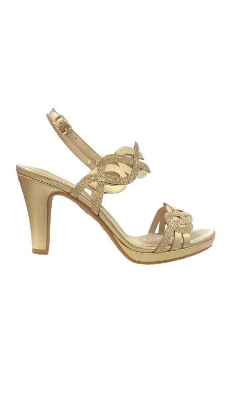 SANDALIA DOBLE TIRA METALIZADA ORO