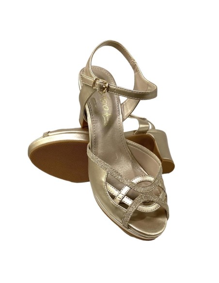 SANDALIA NAPA TACON ANCHO ORO