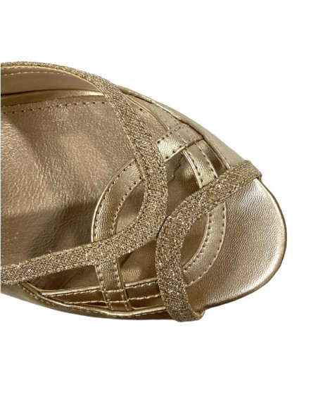 SANDALIA NAPA TACON ANCHO ORO