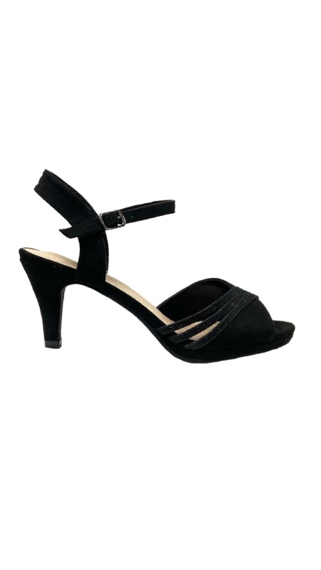 SANDALIA COMBINA 3 TIRAS BRILL NEGRO