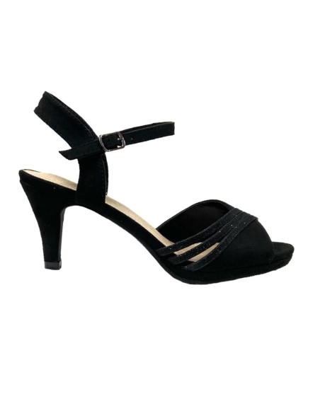 SANDALIA COMBINA 3 TIRAS BRILL NEGRO