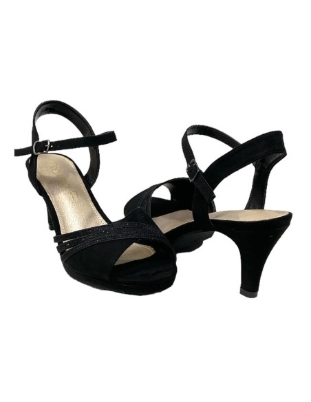 SANDALIA COMBINA 3 TIRAS BRILL NEGRO