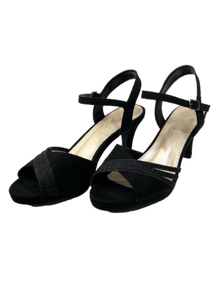SANDALIA COMBINA 3 TIRAS BRILL NEGRO