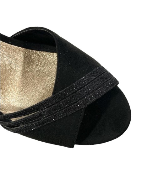 SANDALIA COMBINA 3 TIRAS BRILL NEGRO