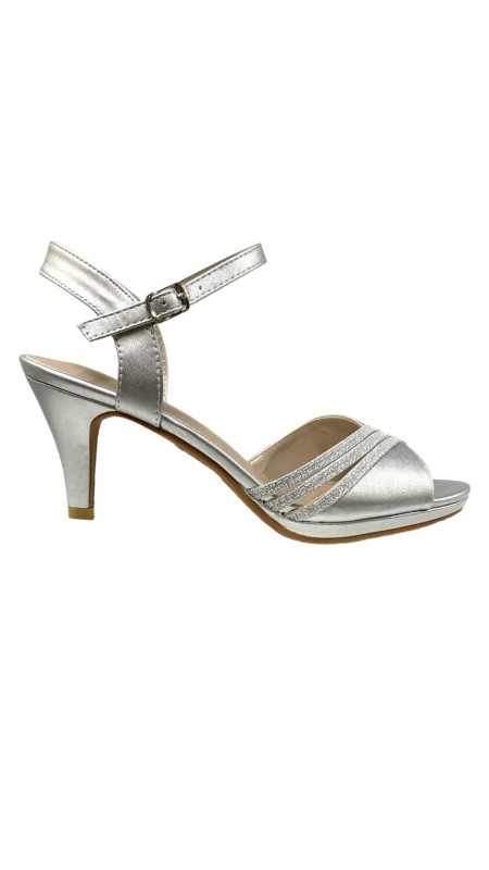 SANDALIA COMBINA 3 TIRAS BRILL PLATA