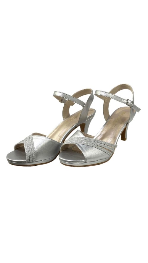 SANDALIA COMBINA 3 TIRAS BRILL PLATA