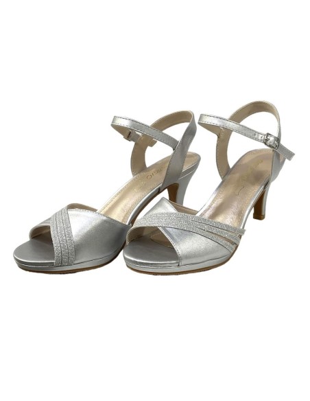 SANDALIA COMBINA 3 TIRAS BRILL PLATA