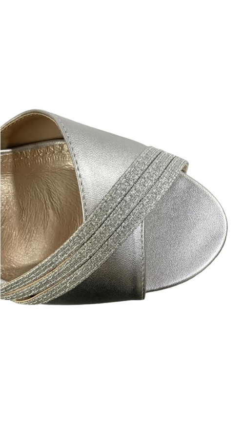 SANDALIA COMBINA 3 TIRAS BRILL PLATA
