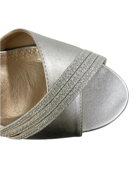 SANDALIA COMBINA 3 TIRAS BRILL PLATA