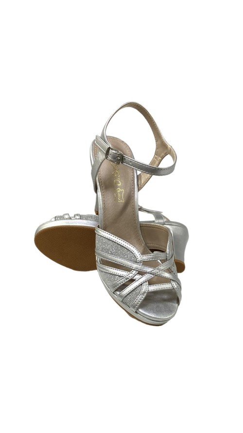 SANDALIA NAPA ENTRELAZADA PLATA