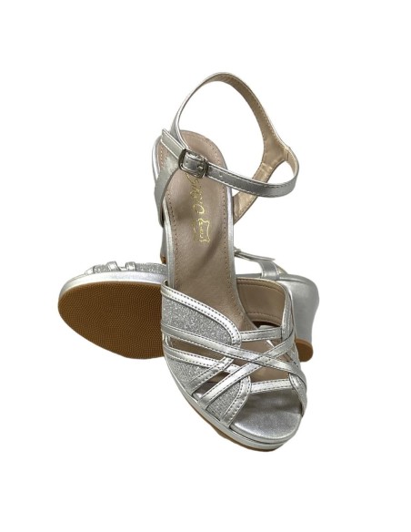 SANDALIA NAPA ENTRELAZADA PLATA