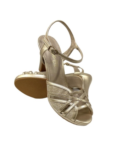 SANDALIA NAPA ENTRELAZADA ORO