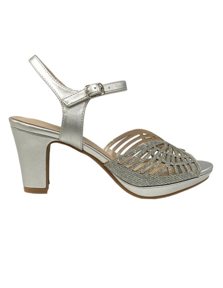 SANDALIA TIRAS ARAÑA PLATA