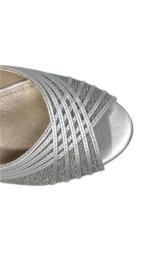 SANDALIA TIRAS BRILLO PLATA