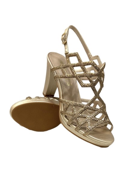 SANDALIA TIRAS CON BRILLO ORO