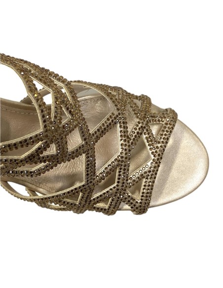 SANDALIA TIRAS CON BRILLO ORO