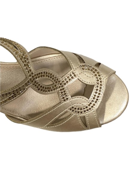 SANDALIA TIRAS ENTRELAZADAS ORO