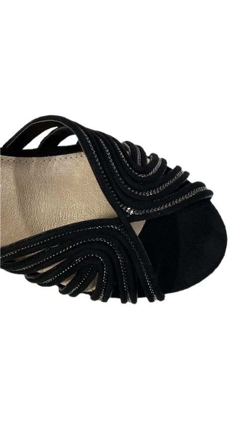 SANDALIA TIRAS INCRUSTACION ME NEGRO