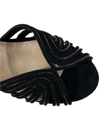 SANDALIA TIRAS INCRUSTACION ME NEGRO