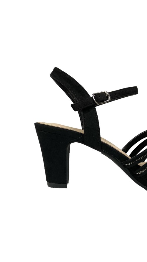 SANDALIA TIRAS INCRUSTACION ME NEGRO