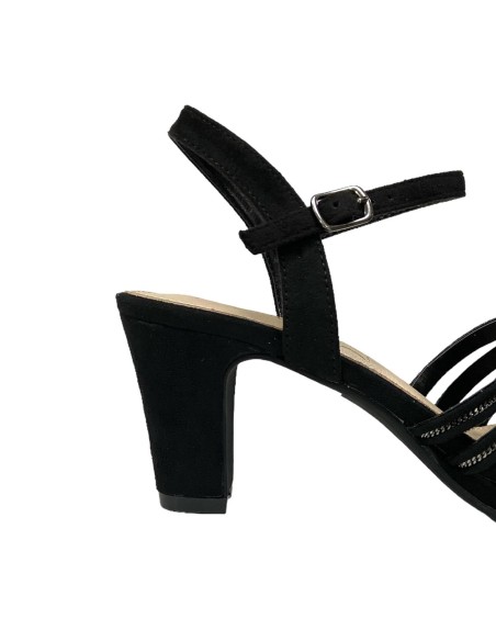 SANDALIA TIRAS INCRUSTACION ME NEGRO